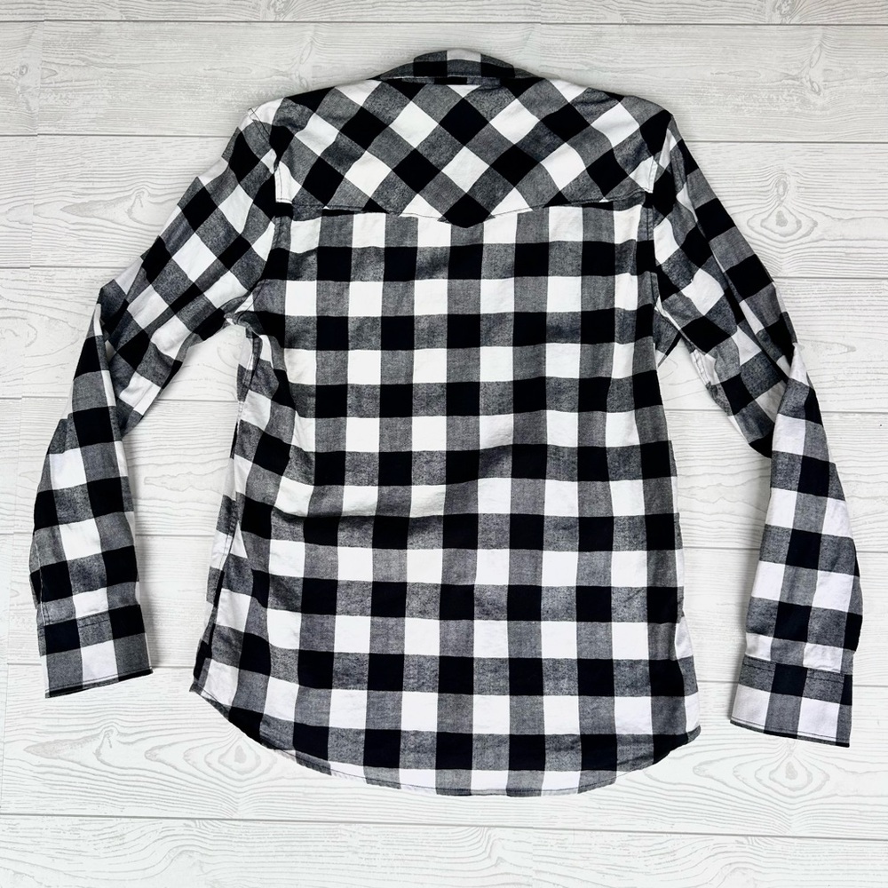 UNTUCKit Women’s Holden B&W Plaid Flannel Pearl Snap Long Sleeve Shirt | Size 6 - Picture 10 of 12